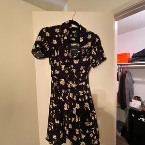 Forever 21 Black Floral Button-Up Dress-NEVER worn